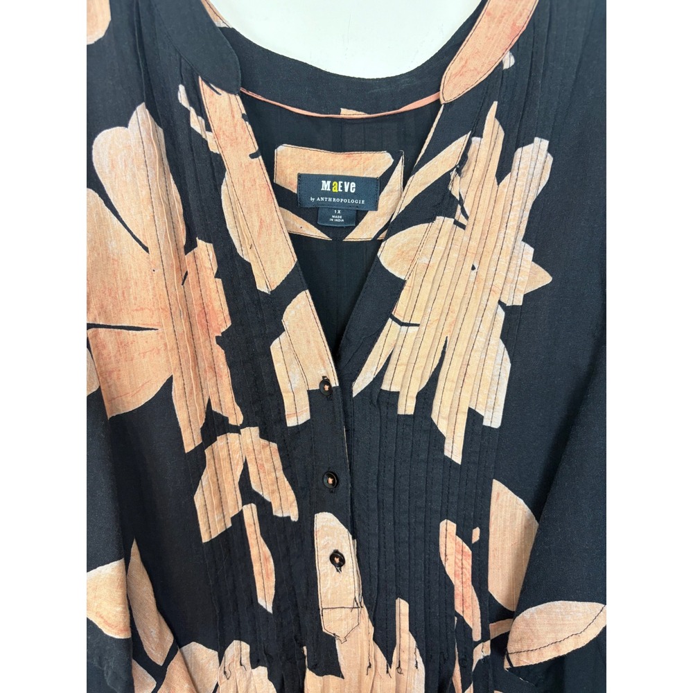 Anthropologie Maeve Cassandra Floral Maxi Dress Size 1X Black Peach Resort Boho - Picture 8 of 16